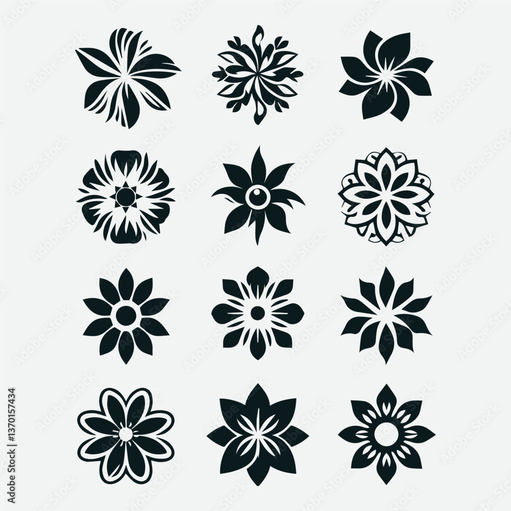 Stylized Flower Icons Collection Various Shapes Floral Symbol Set, Floral Symbol Set Stylized Flower Icons Stylized Flower Icons Collection Various Shapes Floral Symbol Set, Floral Symbol Set Stylized Flower Icons