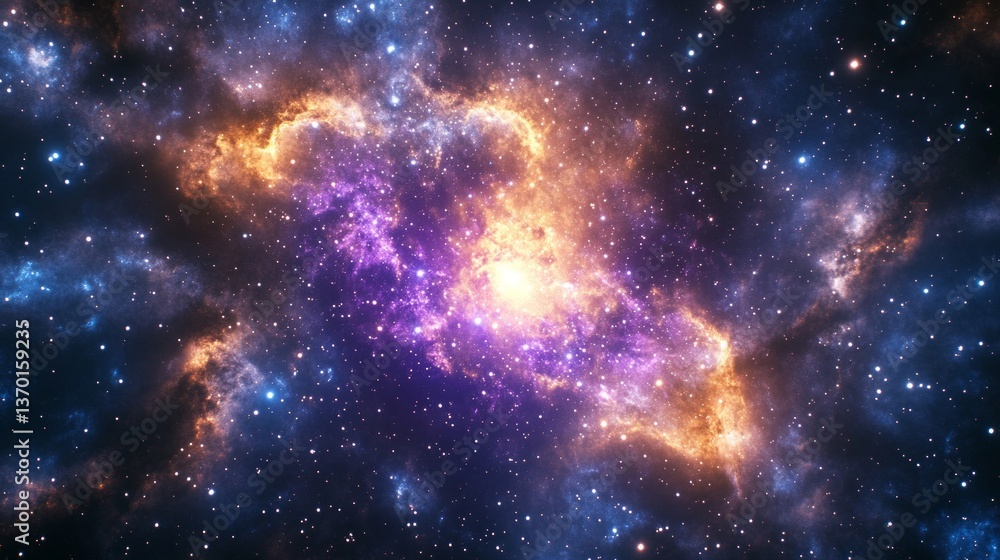 Vibrant Nebula in Deep Space: Cosmic Colors and Starry Background Vibrant Nebula in Deep Space: Cosmic Colors and Starry Background