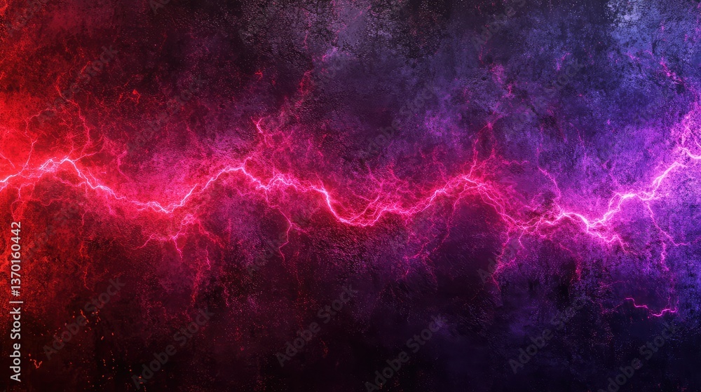 Fototapeta premium Abstract lightning strike on dark background in vibrant purple pink colors, creating an energetic and dynamic visual with an intense electric atmosphere and dramatic effects.