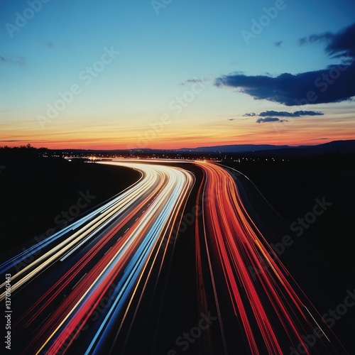 Colorful Pixelated Highway at Sunset