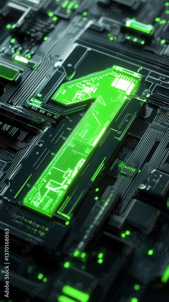 Green Circuit Board with Arrow Design Green Circuit Board with Arrow Design