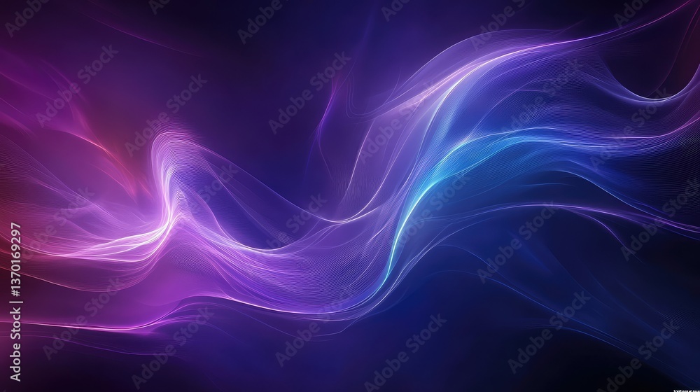 Fototapeta premium Abstract flowing waves in vibrant gradients of purple, blue, and pink create a mystical background design ideal for digital art, websites, and creative projects.