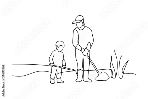 Adult and Child Gardening Together Planting, Growing, Nature, Teamwork, Spring