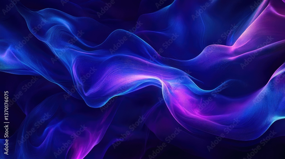 Obraz premium Vibrant Abstract Waves in Blue and Purple with Smooth Flowing Lines and Ethereal Light Effects for Creative Design Projects and Backgrounds