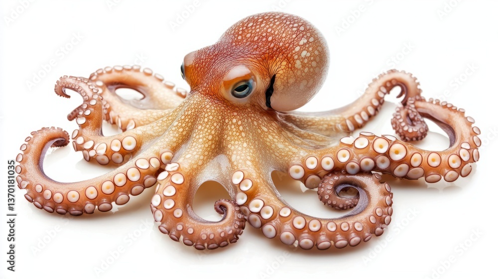 Obraz premium Colorful Octopus with Detailed Texture on White Background