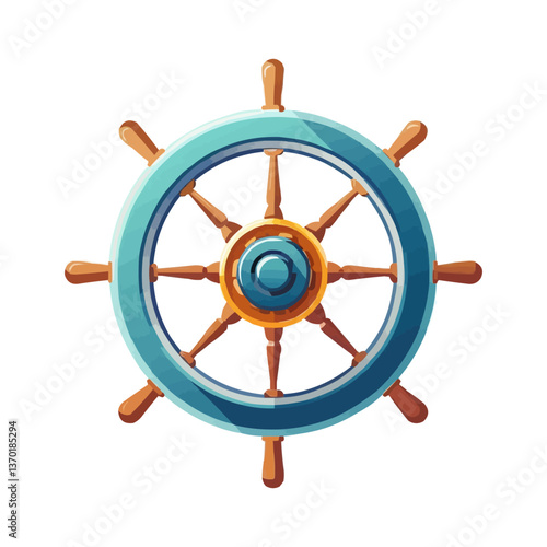 Obraz na płótnie Nautical helm steering wheel icon set, flat vector. w salonie