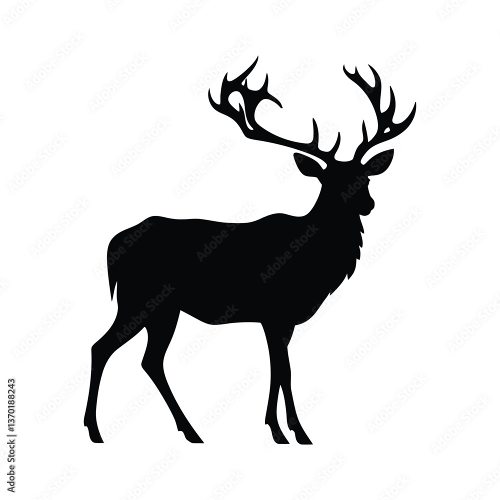 Fototapeta premium Reindeer silhouette vector flat graphic illustration