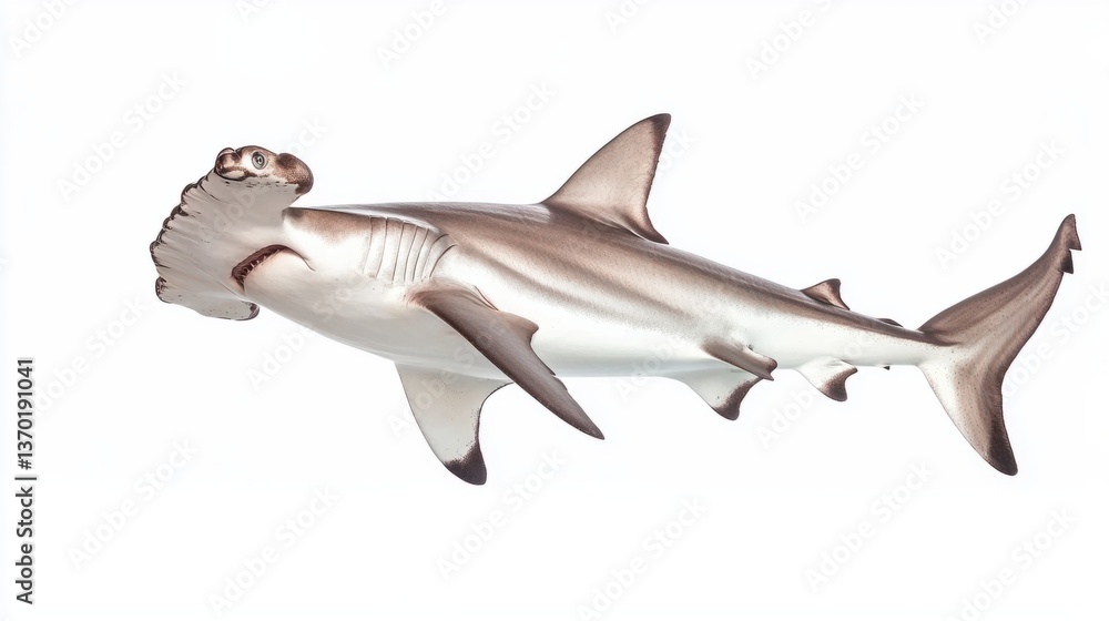 Obraz premium Hammerhead Shark Swimming Gracefully in Crystal Clear Waters