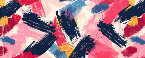 Abstract colorful brush strokes background, bold patterns, textured art, vector, flat icons set.
