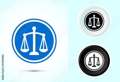 Justice icon design illustration, legal and justice law icon for apps and websites, Color black and white