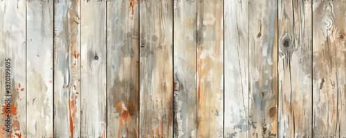 Weathered wooden planks texture in flat style - vector icons set.