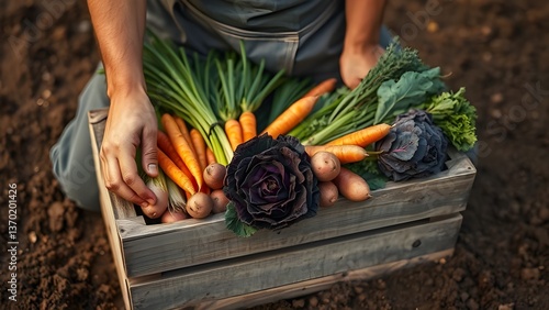 légumes et mains de maraicher