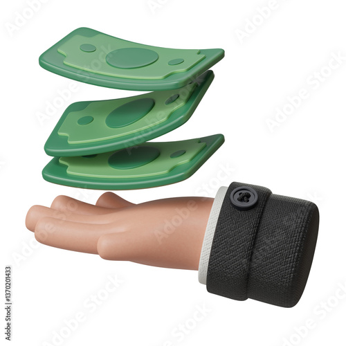 Holding Money Hand Gesture 3D Icon