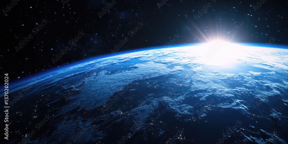 Fototapeta premium Earthrise: A Celestial Sunrise Over Planet Earth