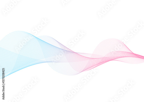 Abstract vector background, blue and pink wave design element.
