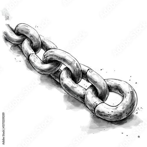 Black and white minimalist Chain Links symbol – perfect for tattoos, logos, and vector designs. Isolated on a white background.

