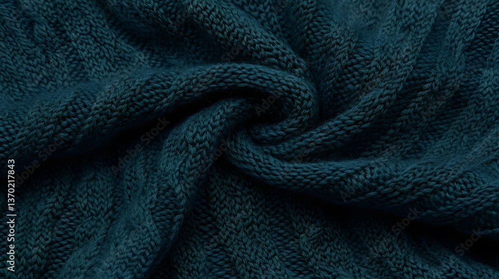 Teal Knit Fabric Texture Background Swirl Detail Closeup Teal Knit Fabric Texture Background Swirl Detail Closeup