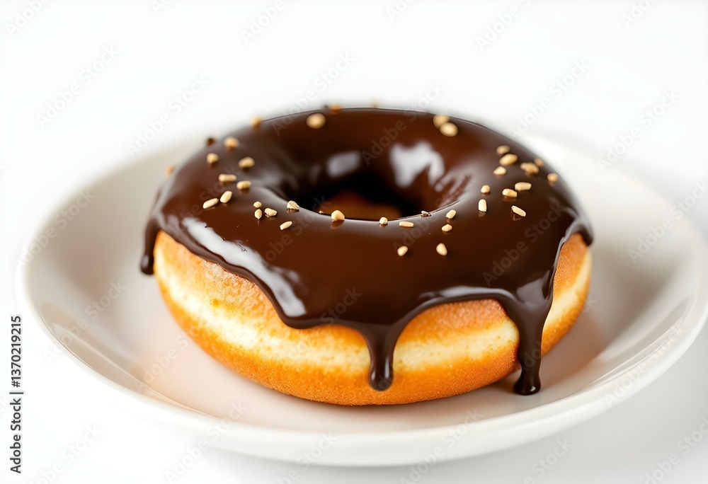 Delicious chocolate donut with chocolate icing on a plate with a cup of coffee Delicious chocolate donut with chocolate icing on a plate with a cup of coffee