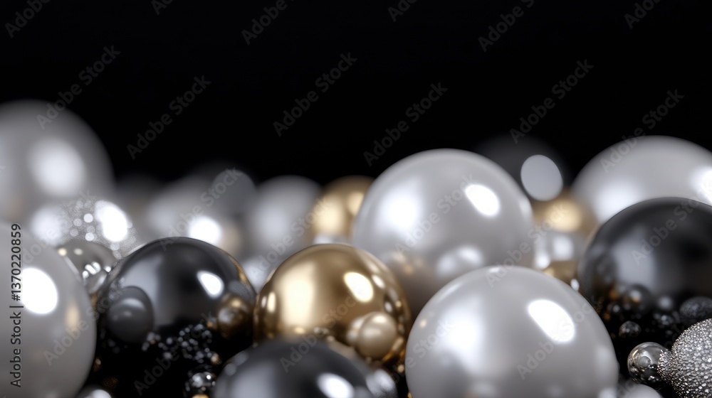 Elegant, glossy spheres in various shades of grey, white, and gold Elegant, glossy spheres in various shades of grey, white, and gold