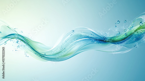 Abstract Wave with Bubbles and Gradient Background