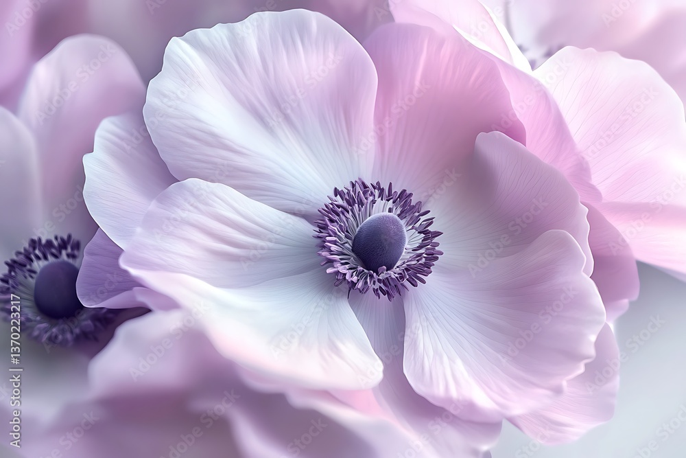 Floral elegance anemone flowers in soft pastel shades for backgrounds and designs