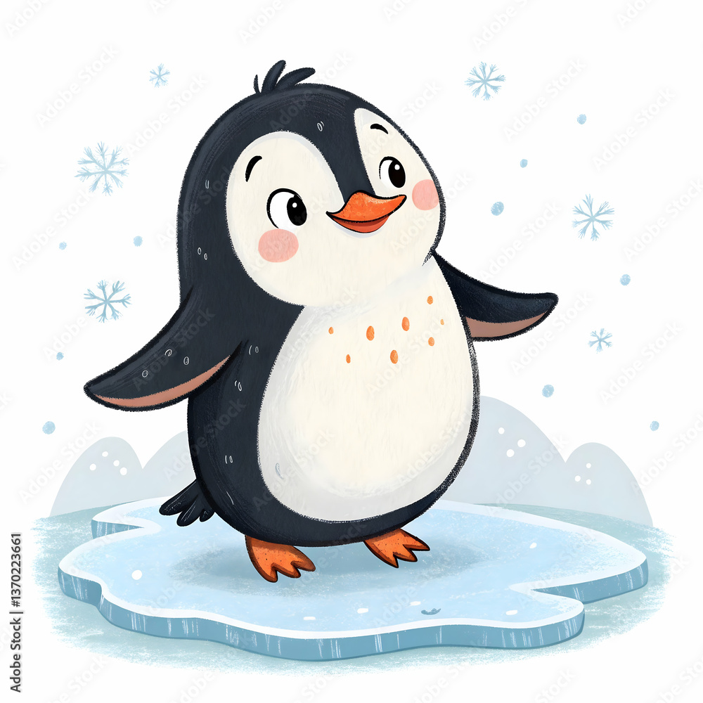 Naklejka premium Cute Penguin Illustration | Winter Animal Image on white background