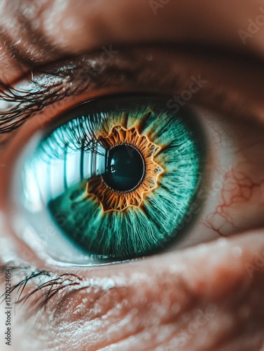 Close-up of Human Eye with Vibrant Colors and Intricate Details