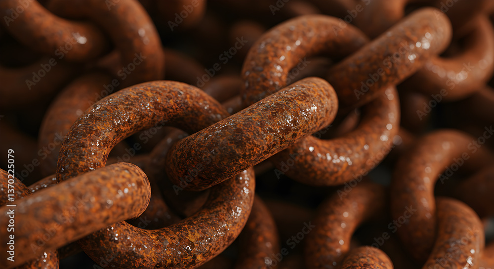 Close-up rusted chain links showcasing weathered texture and interconnectedness Close-up rusted chain links showcasing weathered texture and interconnectedness