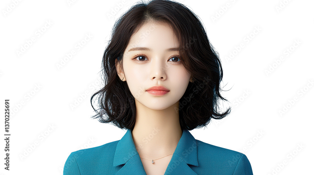 Doll in blue jacket, striking portrait against a black background blue Doll in blue jacket, striking portrait against a black background blue