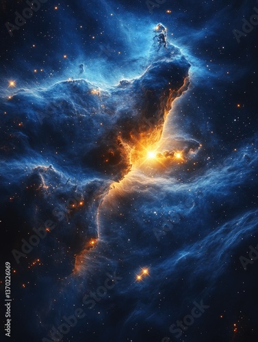 A stunning nebula display of celestial clouds and stellar formations