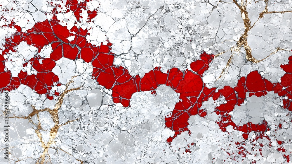 Obraz premium Abstract Red Gold Cracked Texture Background