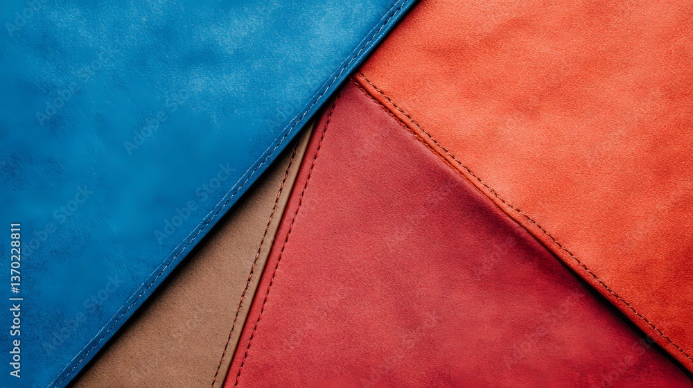 Naklejka premium Abstract Leather Texture Background Multicolored Stitched Design