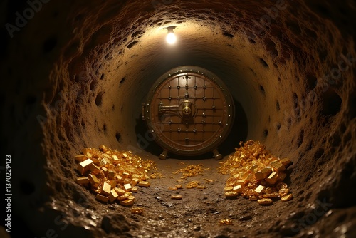 A hidden underground vault filled with gold bars and stolen jewelry.  