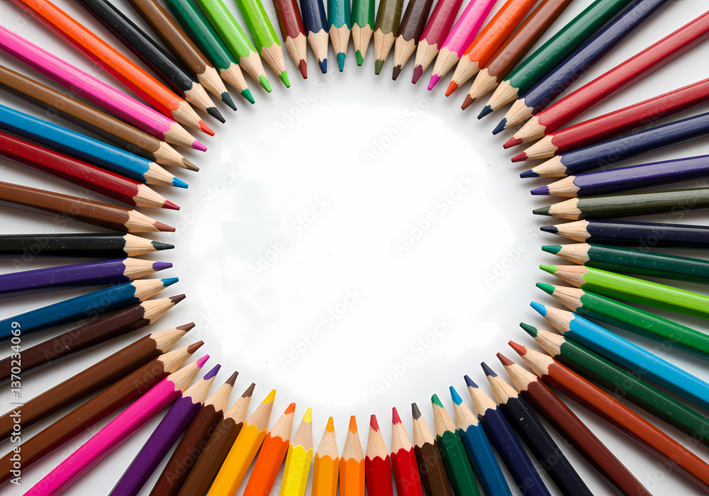 Colorful Pencils Circle Frame isolated on transparent background Colorful Pencils Circle Frame isolated on transparent background