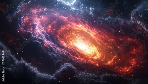 A Colorful Galaxy Displays Vibrant Nebula Clouds and Stellar Brightness