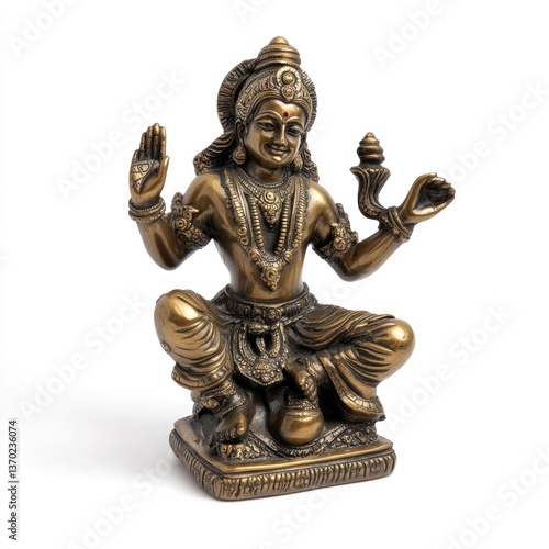 Bronze figure of hindu god vishnu isolated art cultural significance high-quality detail