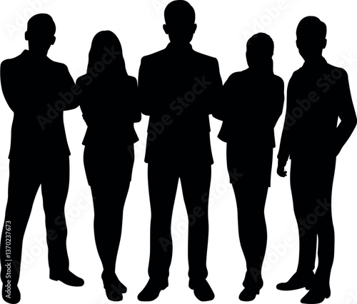 Silhouette of a Male Executive Leader with His Team. Harmony in Diverse Organizations
