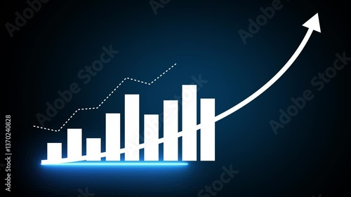 Business growth concept in allusive graph chart showing marketing sales profit increasing to future target . Excellent financial status of corporate business rise up 