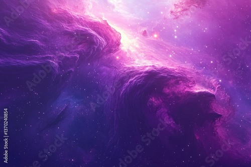 Beautiful cosmic nebula showcases vibrant colors with countless stars