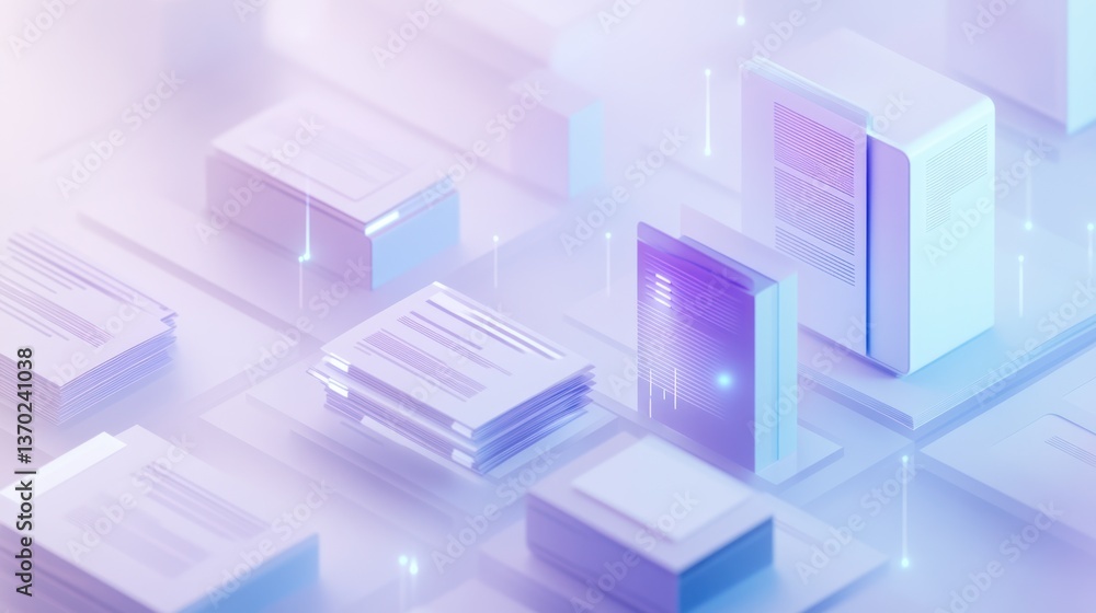 Abstract digital documents, futuristic technology, modern workspace, conceptual image, for stock use Abstract digital documents, futuristic technology, modern workspace, conceptual image, for stock use
