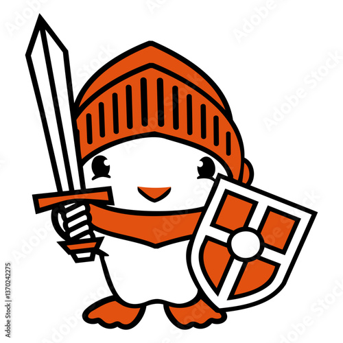 Duck Knight Armor Sword Shield Helmet Fighter Cool Design Lover Art Vector Illustration Card T-Shirt Poster Sticker Graphic Print Decorative Drawing Isolated Logo Decoration Symbol Creative Cool Style