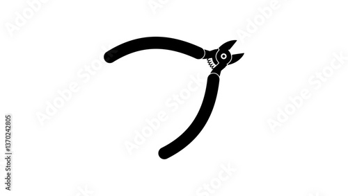 nippers, repair tool, black isolated silhouette