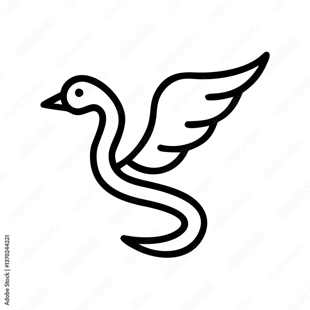 Obraz premium Winged Serpent Icon Design in Minimalist Style 