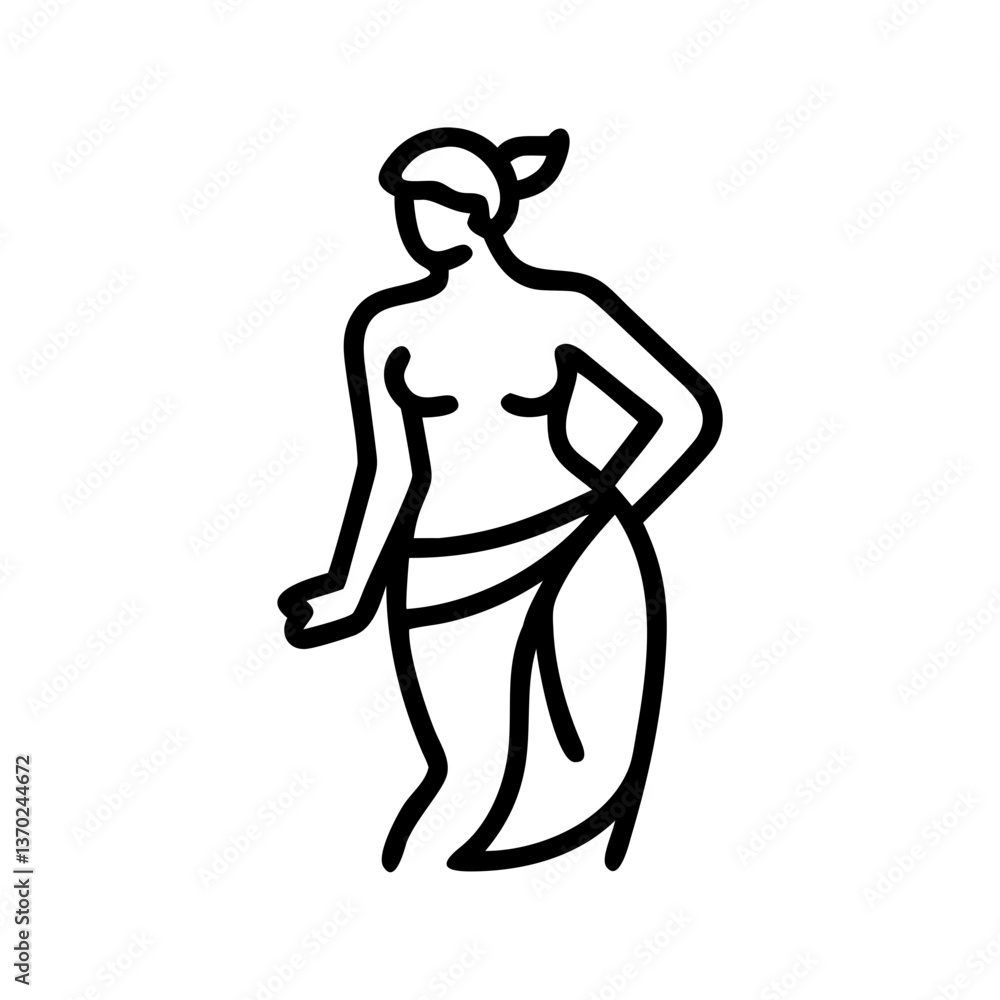Greek Nymph Icon Dancing in Minimalist Style Greek Nymph Icon Dancing in Minimalist Style