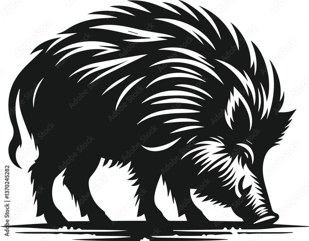 Obraz premium Wild boar animal silhouette vector