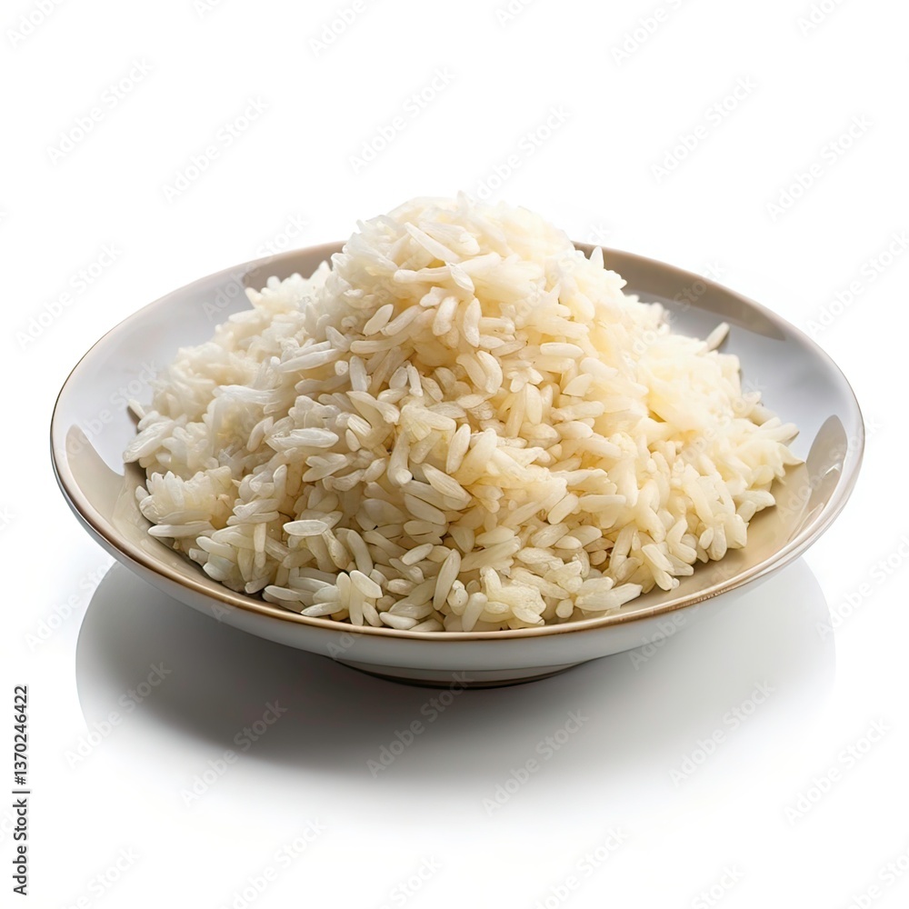 Rice in a plate isolated on white Rice in a plate isolated on white