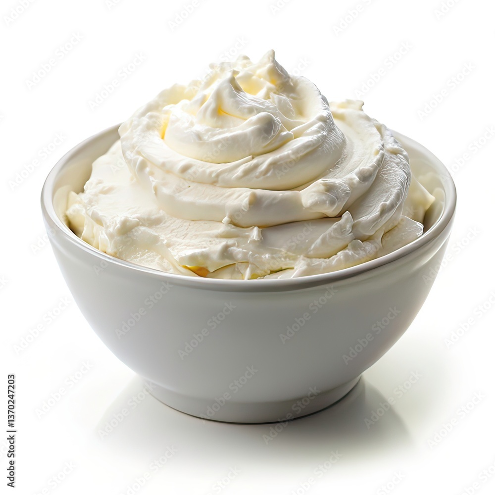 A bowl of Cream Cheese isolated on white A bowl of Cream Cheese isolated on white