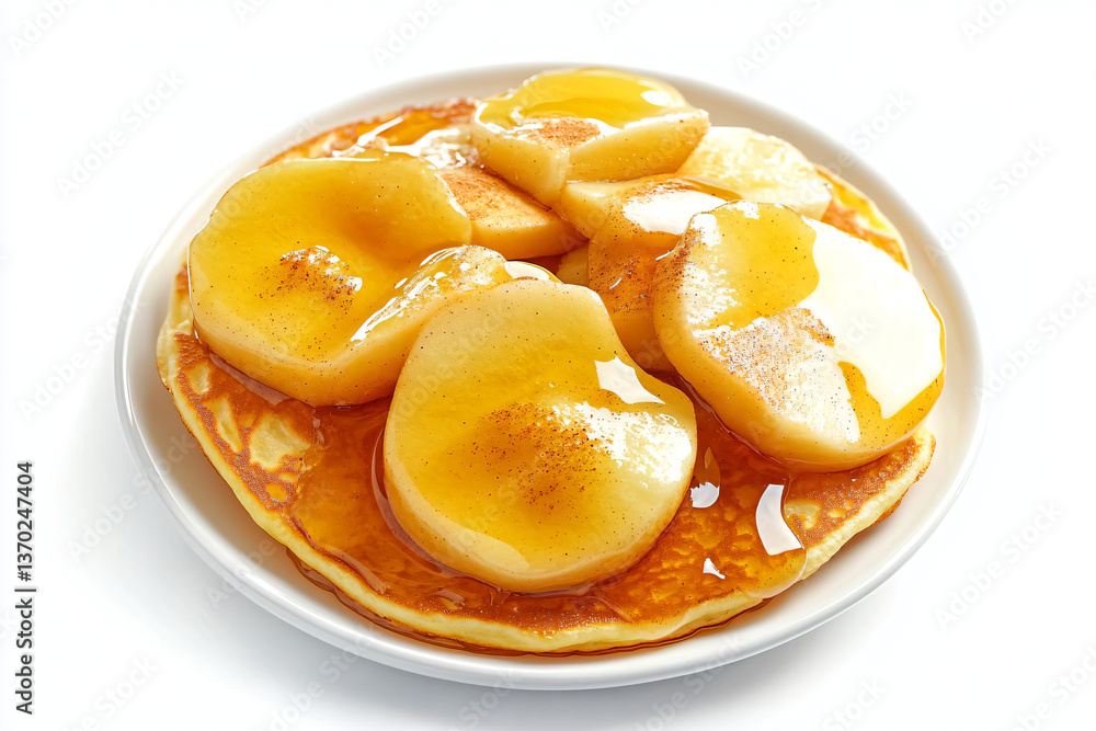 a plate of pancakes with syrup and bananas a plate of pancakes with syrup and bananas