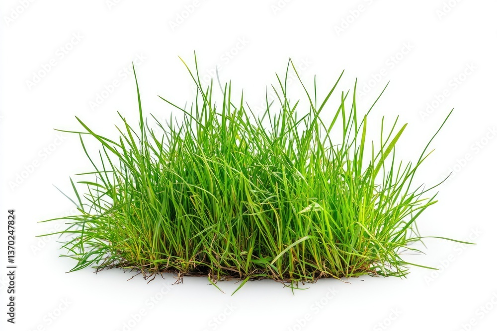 Green Grass Patch Isolated on White Background for Spring Concepts Green Grass Patch Isolated on White Background for Spring Concepts