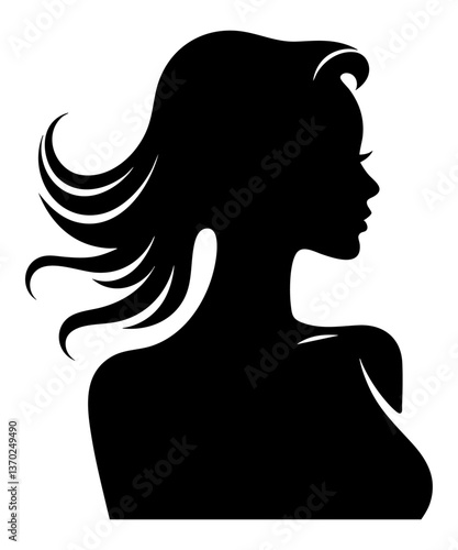 Profile silhouette of a woman vector graphic